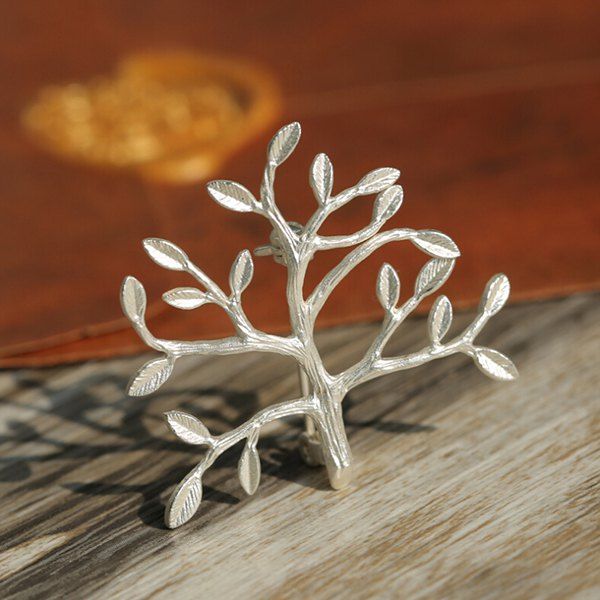 

Tree Branch Leaves Brooch, Silver