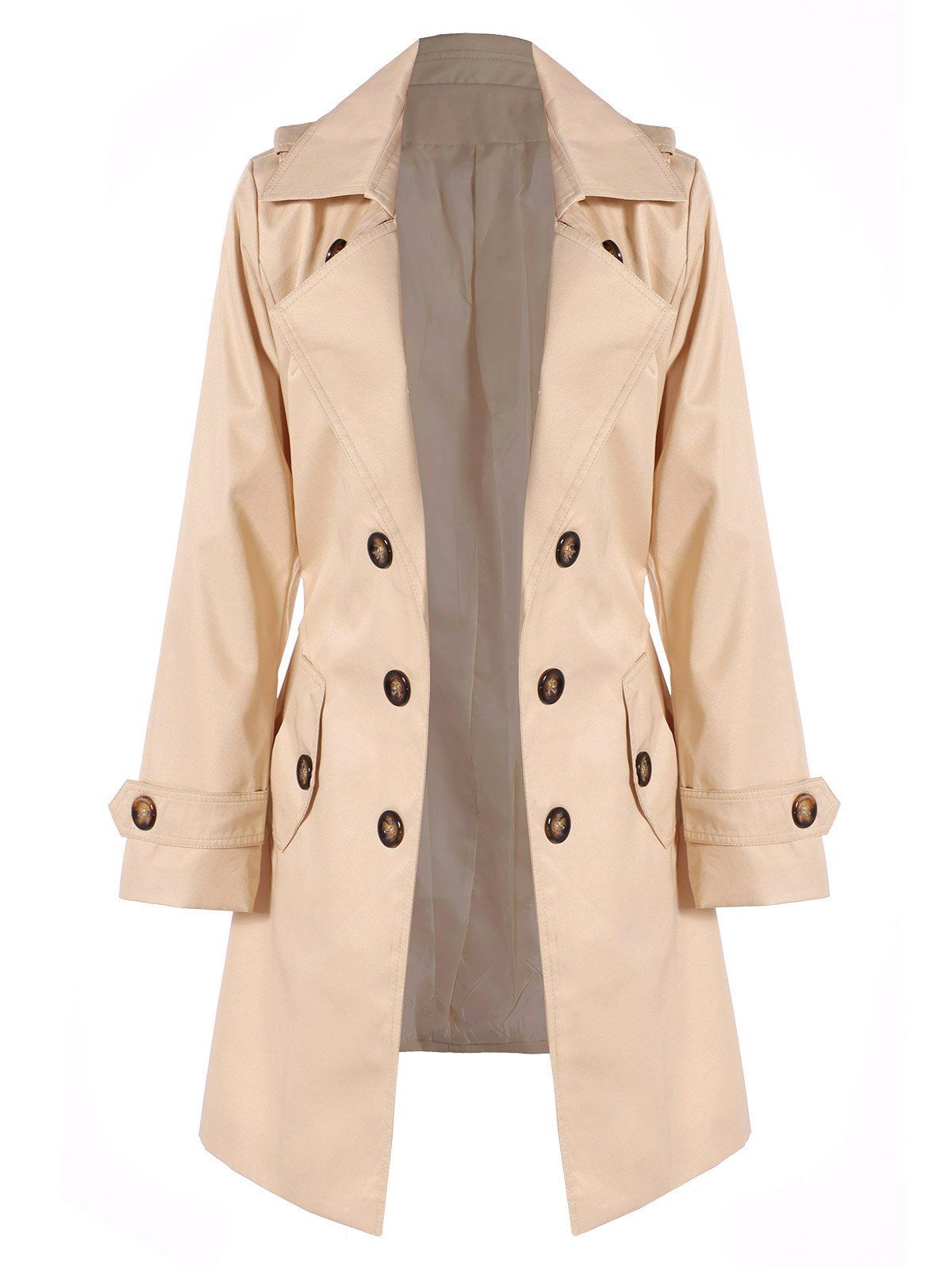 35 Off Belted Double Breasted Trench Coat With Pockets Rosegal 4394