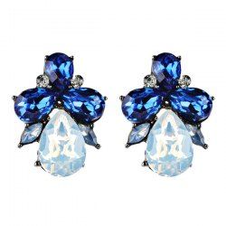 Boucles d'Oreilles Pendantes Forme Goutte d'Eau en Faux Cristal -  