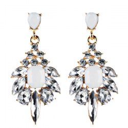 Geometric Artificial Crystal Drop Earrings -  