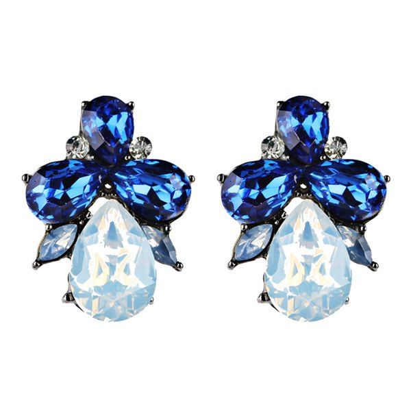 Boucles d'Oreilles Pendantes Forme Goutte d'Eau en Faux Cristal  