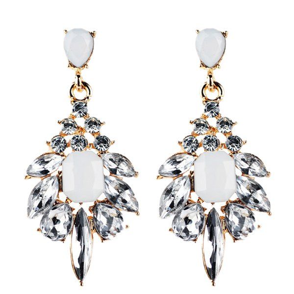 Fancy Geometric Artificial Crystal Drop Earrings  