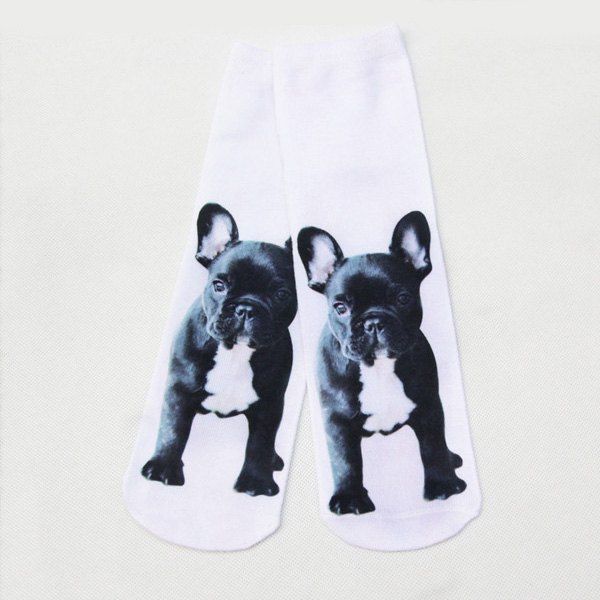 

Bulldog 3D Printed Crazy Socks, White