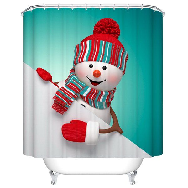 

Christmas Snowman Mildewproof Waterproof Bath Shower Curtain, Colormix