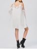 Long Sleeve Pleated Cold Shoulder Cocktail Dress -  