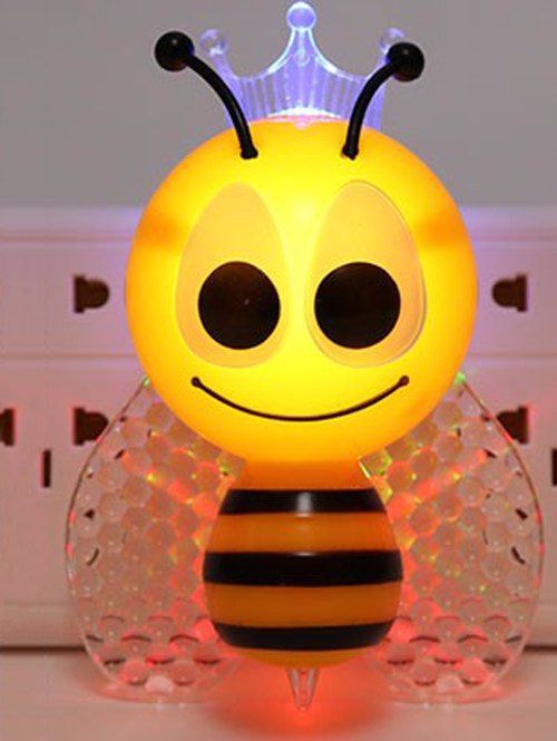 

Cartoon Bee Light Control Bedside Night Light Apply to EU Plug, Yellow