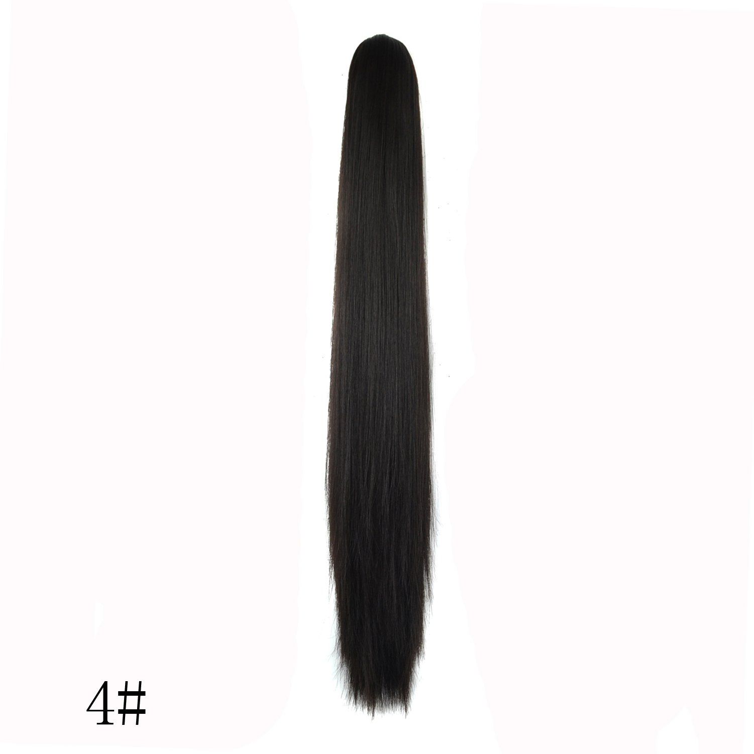 

High Temperature Fiber Long Straight Ponytail, Black brown