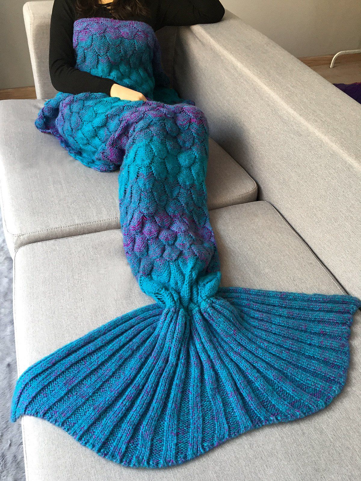 Best Fish Scale Crochet Knit Home Decor Mermaid Blanket Throw  
