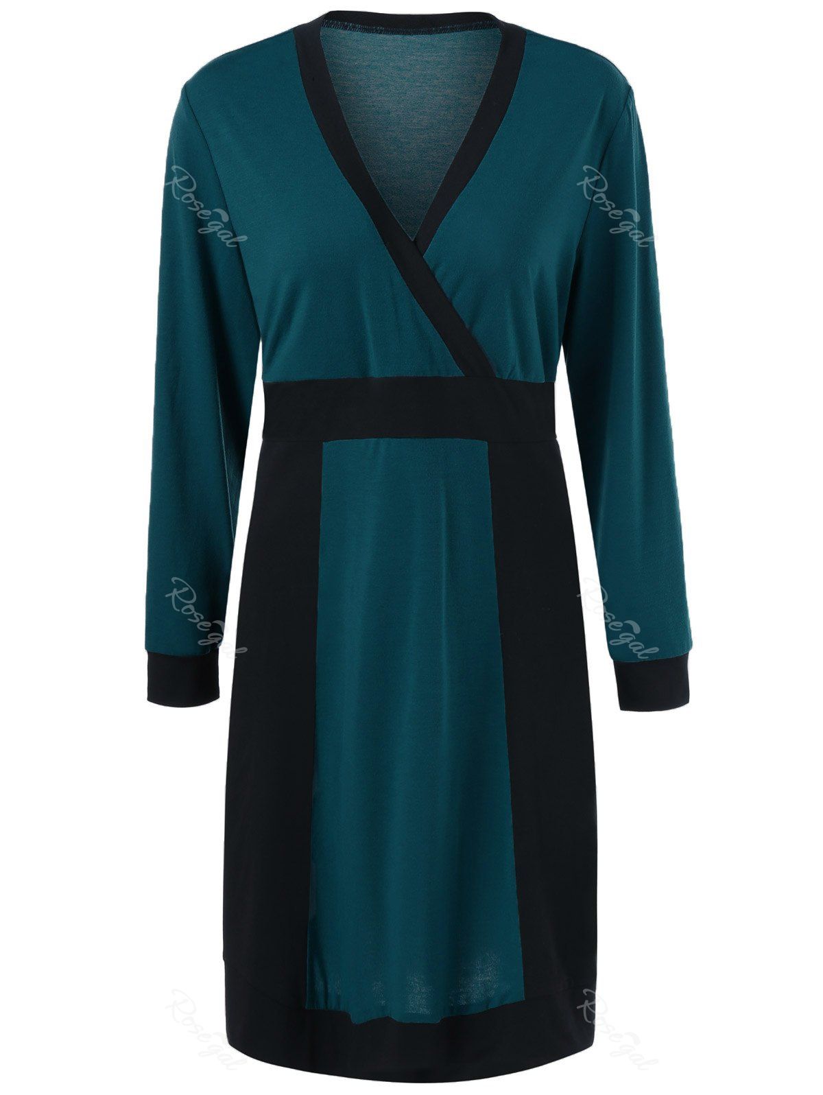 

Plus Size Two Tone Dress, Black and green