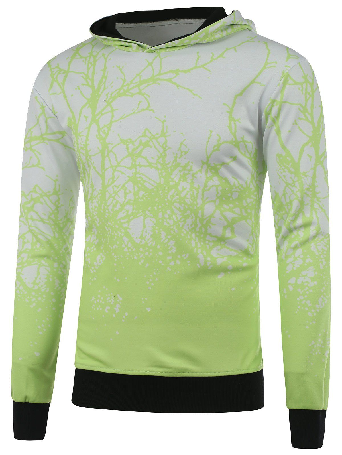 

Hooded 3D Tree Branch Print Green Hoodie, Yellow green