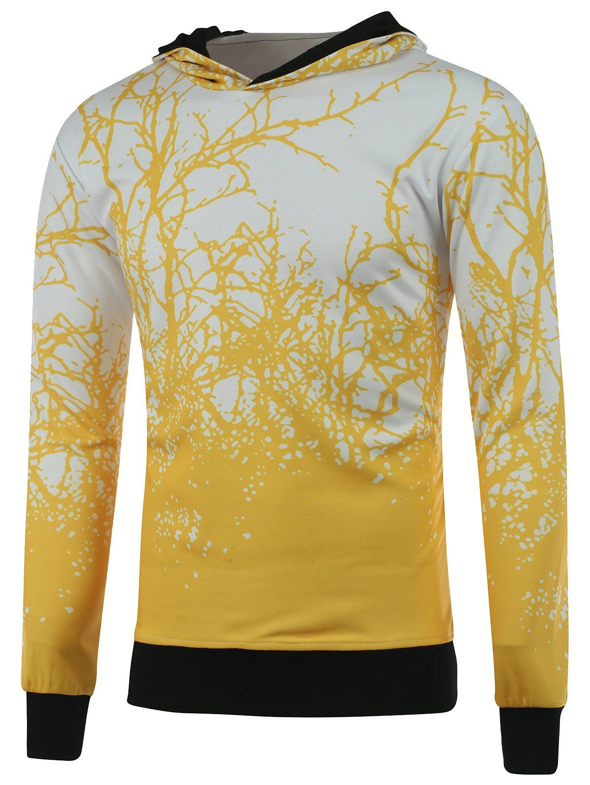 

Hooded 3D Tree Branch Print Hoodie, Yellow