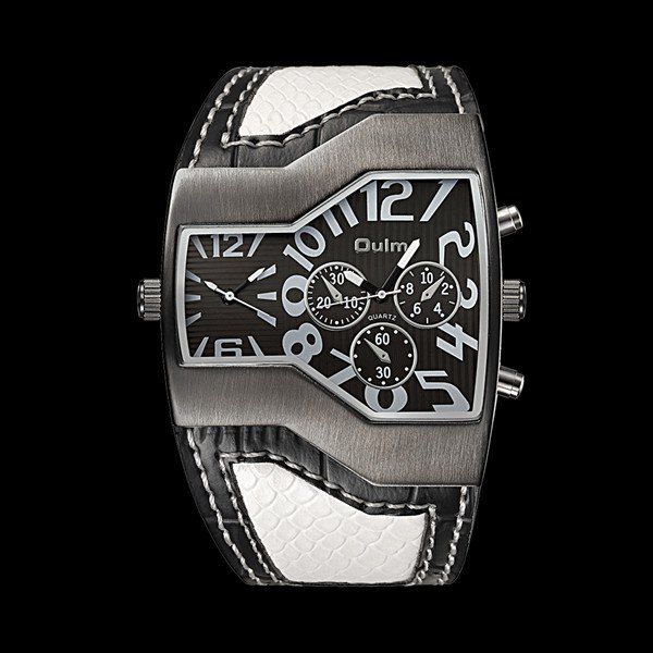 

Vintage PU Leather Wrist Watch, White and black