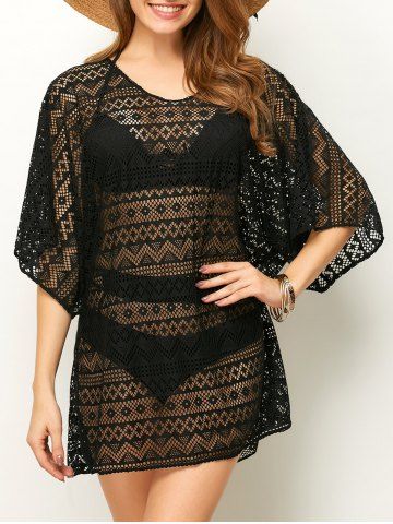 Black One Size Openwork See Thru Beach Tunic Cover Up | RoseGal.com