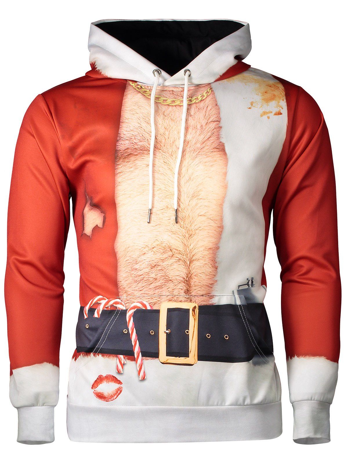 

Hooded Father Christmas Costume Lip Print Hoodie, Red