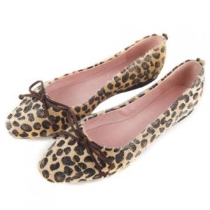 Black 39 Leopard Print Bow Flat Shoes | RoseGal.com