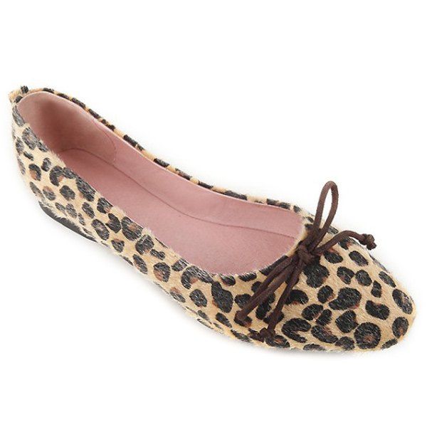 Off Leopard Print Bow Flat Shoes Rosegal