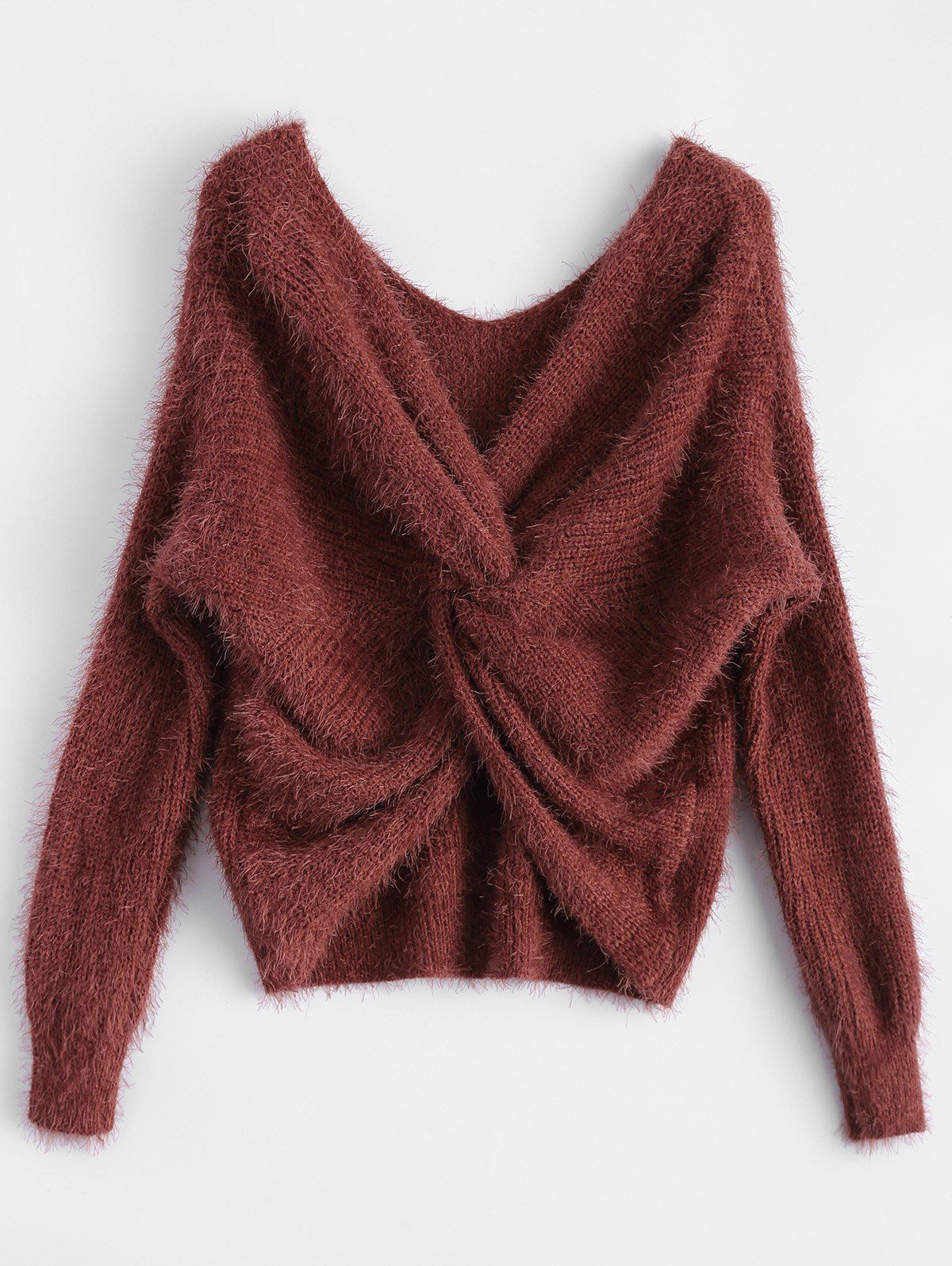 

Twisted Back Chenille Sweater, Claret