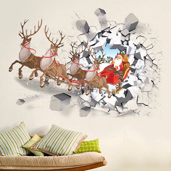 

3D Vinyl Removable Christmas Milu Deer Car Wall Stickers, Colorful