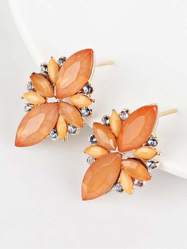 

Candy Color Faux Gems Embellished Earrings, Orange