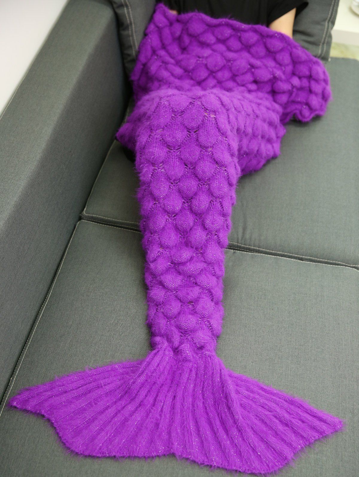 

Soft Knitted Throw Bed Wrap Mermaid Blanket, Purple