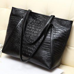 Crocodile Embossing Faux Leather Shoulder Bag