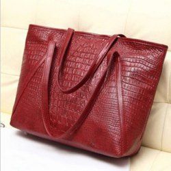 Crocodile Embossing Faux Leather Shoulder Bag