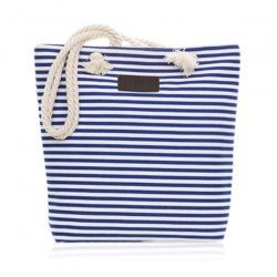 Canvas Striped Beach Bag -  