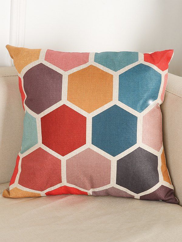 

Geometry Pattern Linen Cushion Throw Pillow Case, Colormix