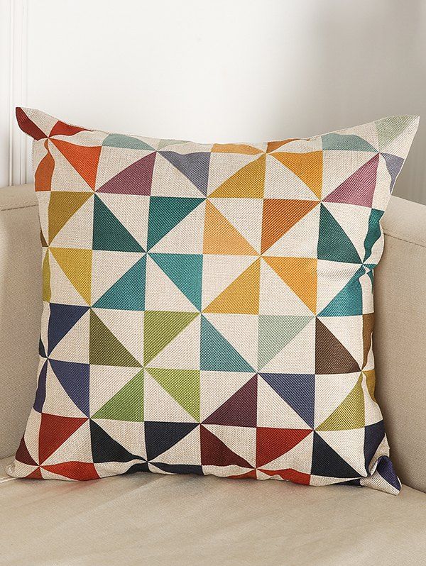 

Geometry Pattern Sofa Bed Throw Linen Pillow Case, Colormix