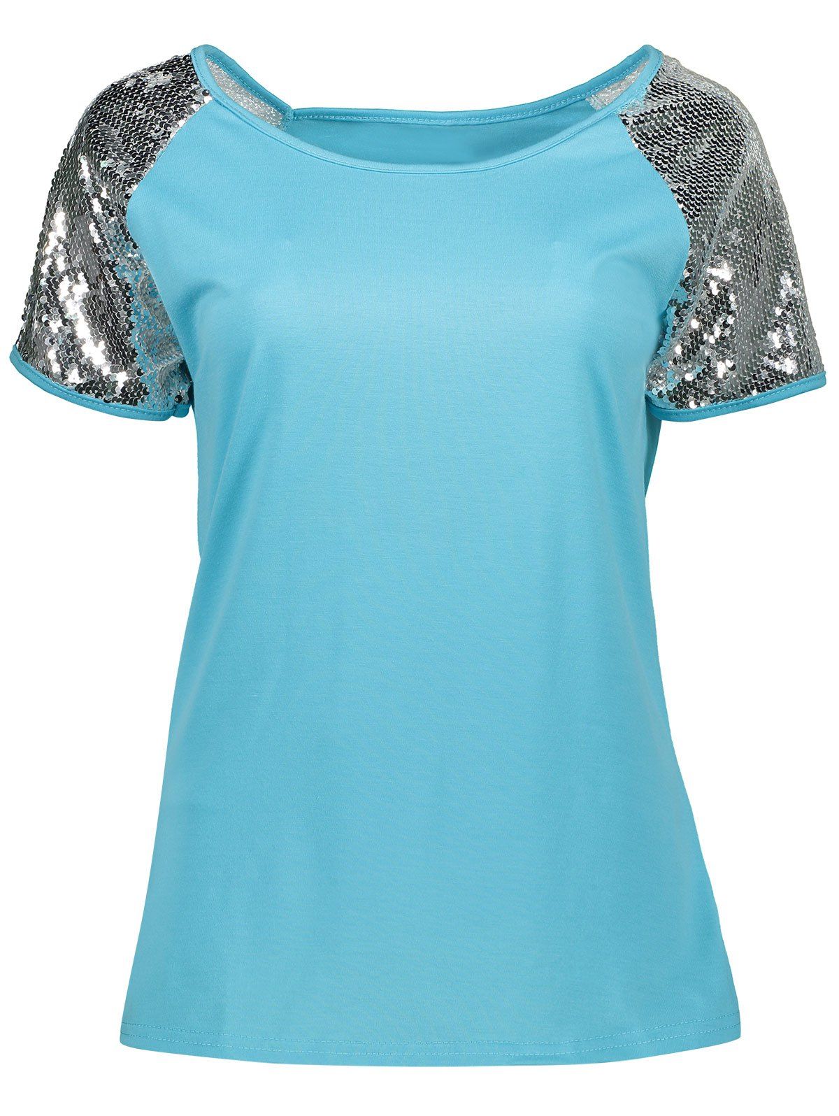 azure xl sequined sleeve t shirt rosegal azure xl sequined sleeve t shirt rosegal