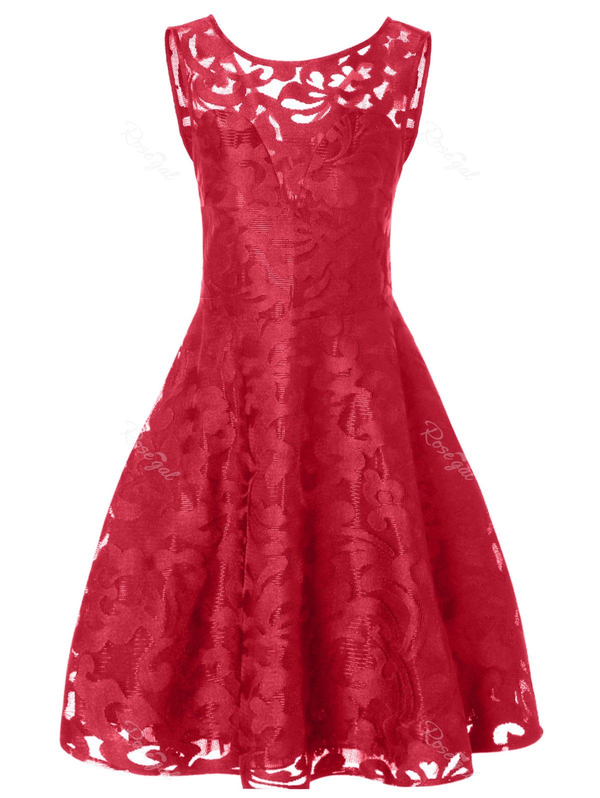 

Lace Plus Size Holiday Short Cocktail Dress, Bright red