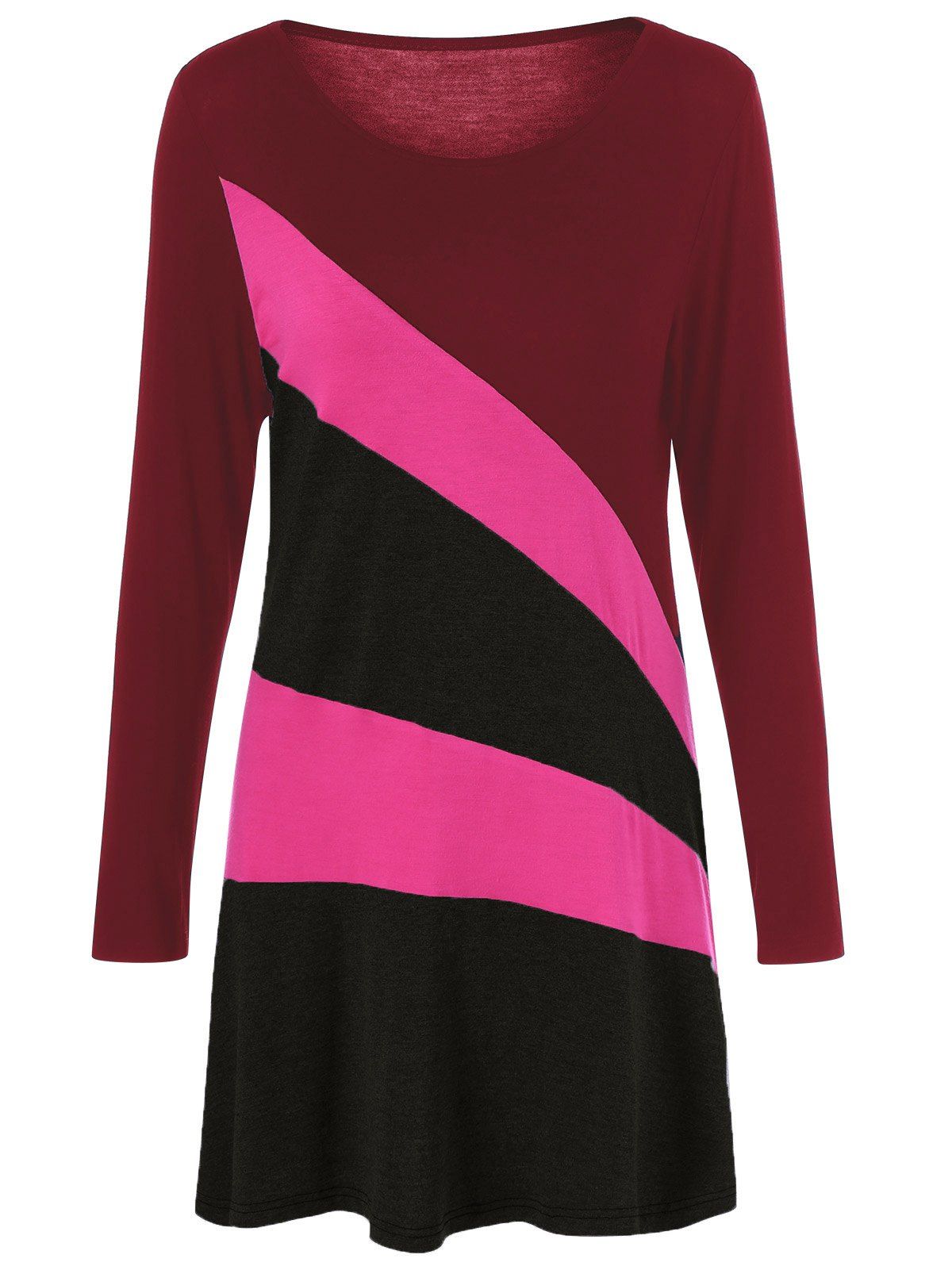 

Colorful Print Longline T-Shirt, Dark red