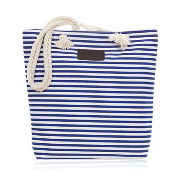 Latest Canvas Striped Beach Bag  