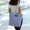 Canvas Striped Beach Bag -  
