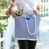 Canvas Striped Beach Bag -  