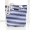 Canvas Striped Beach Bag -  