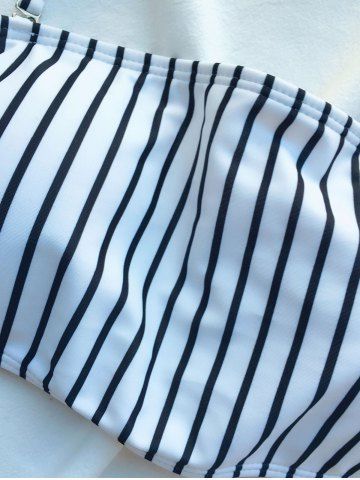 Striped Off The Shoulder Bikini Set
