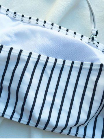 Striped Off The Shoulder Bikini Set