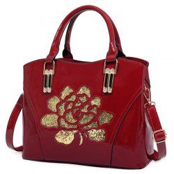 Sequin Flower Pantent Leather Handbag