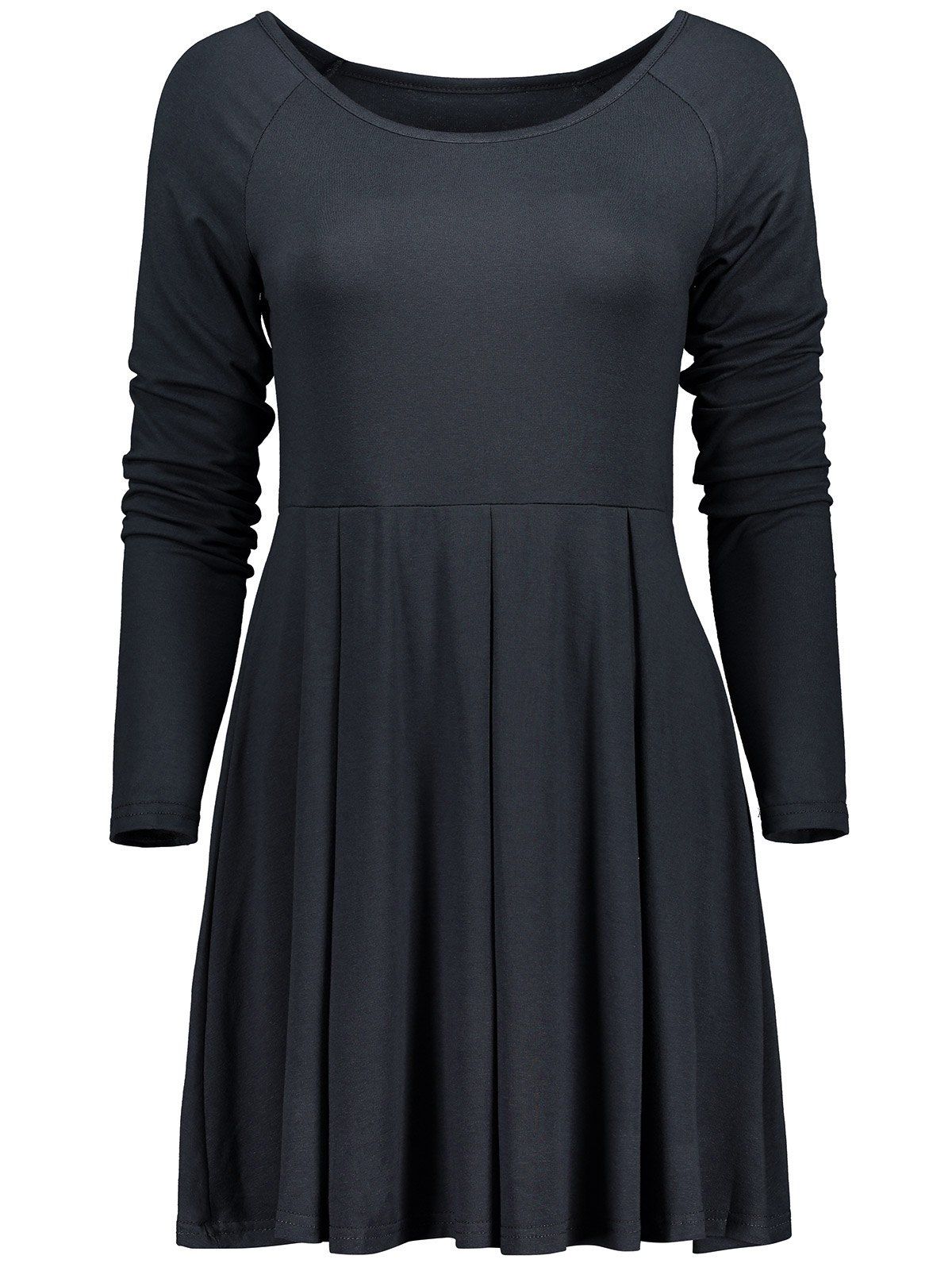 [48% OFF] Raglan Sleeve Fit And Flare Dress | Rosegal