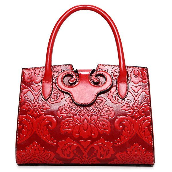 [34% OFF] Faux Leather Embossed Handbag | Rosegal