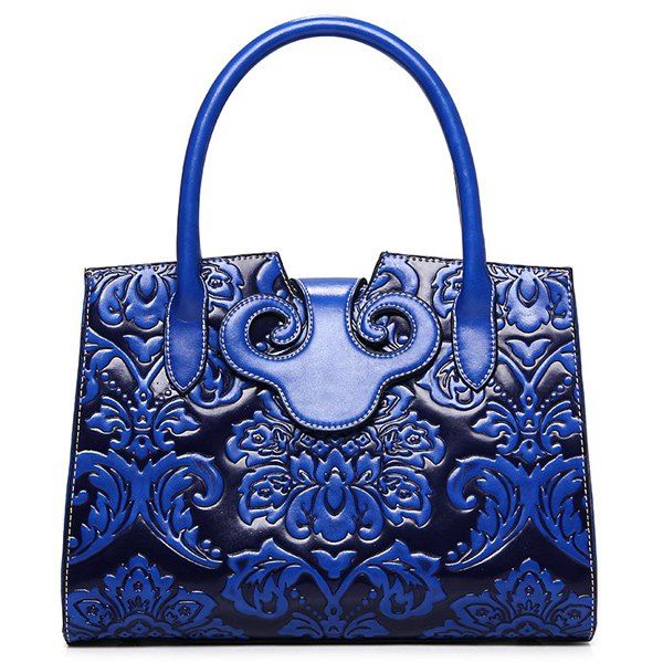 2018 Faux Leather Embossed Handbag In Blue | Rosegal.com