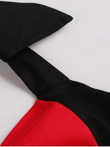 

Two Tone Vintage Rockabilly Party Skater Dress, Red with black