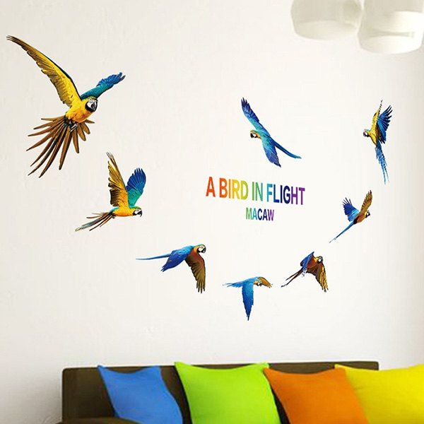 

Parrot Bird DIY Wall Stickers Animals For Living Room, Blue and yellow