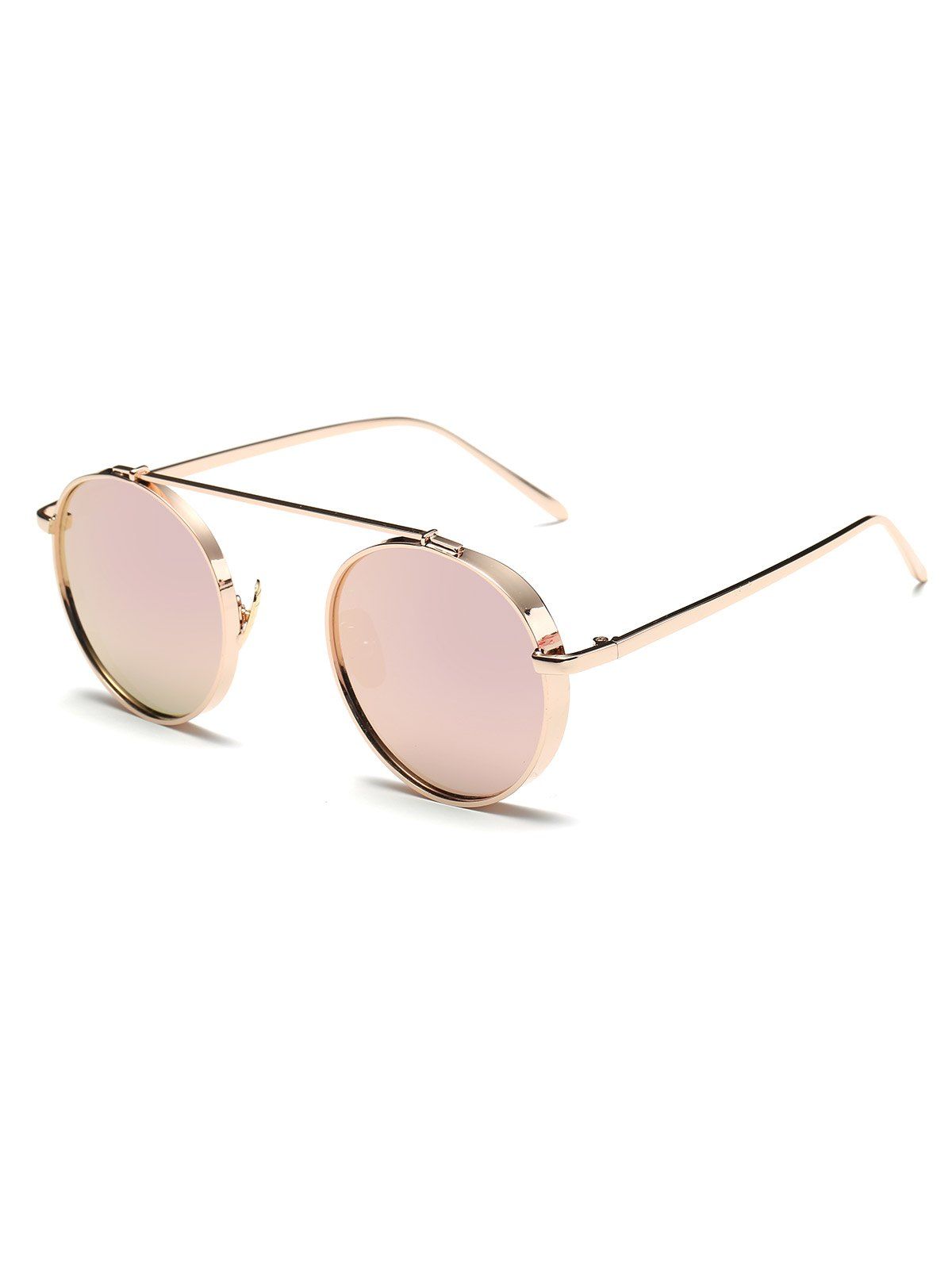 

Round Chunky Frame Metal Mirrored Sunglasses, Pink