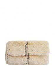 Metal Embellished Faux Fur Clutch Bag