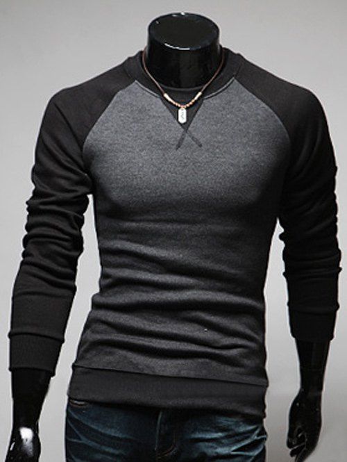 

Slim Fit Crew Neck Raglan Sleeve Sweatshirt, Deep gray