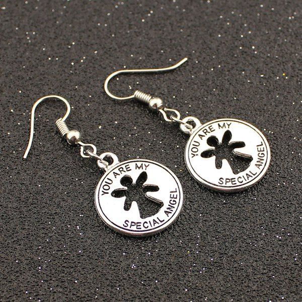

Letter Coin Shape Drop Earrings, Tb009 silver