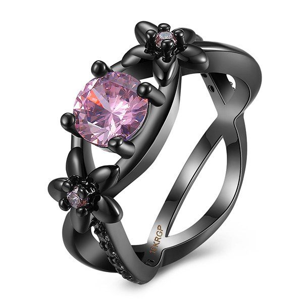 

Rhinestone Vintage Flower Ring, Pink