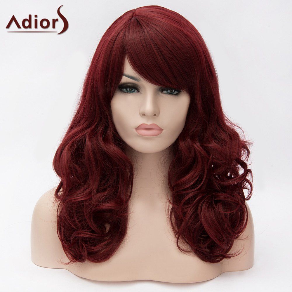 [23 Off] Adiors Long Side Bang Shaggy Wavy Synthetic Wig Rosegal